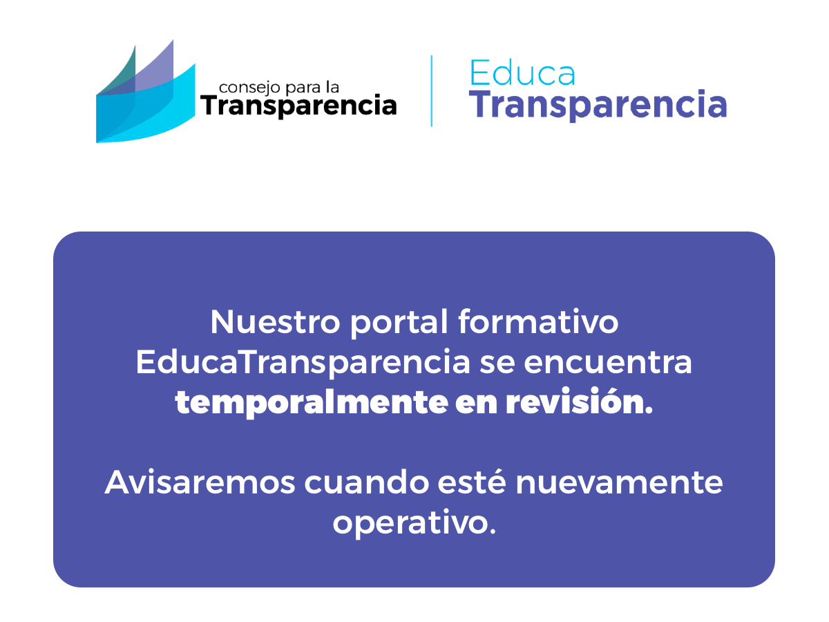 Nuestro portal formativo EducaTransparencia se encuentra temporalmente en revisión. Avisaremos cuando esté nuevamente operativo